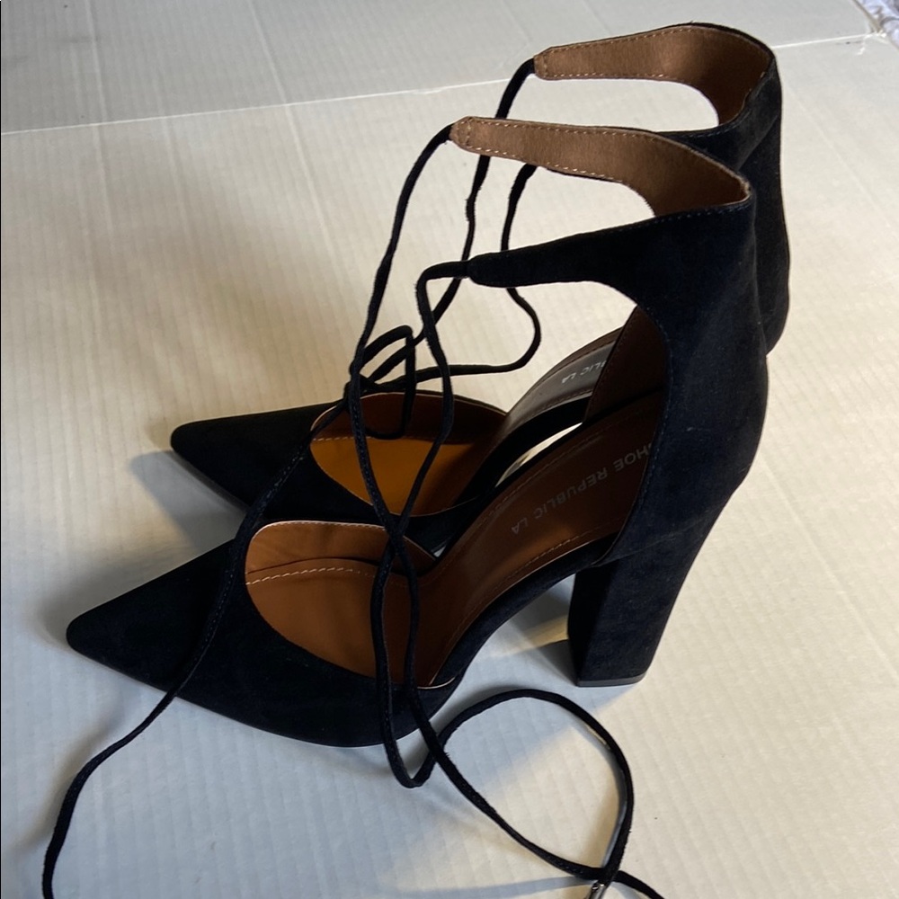 Shoe Republic LA Black Lace-Up Heels